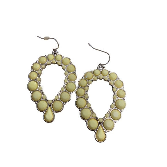 Earrings | Yellow Tear Drop Shape Silver Pastel Yellow New - Picture 2 of 6